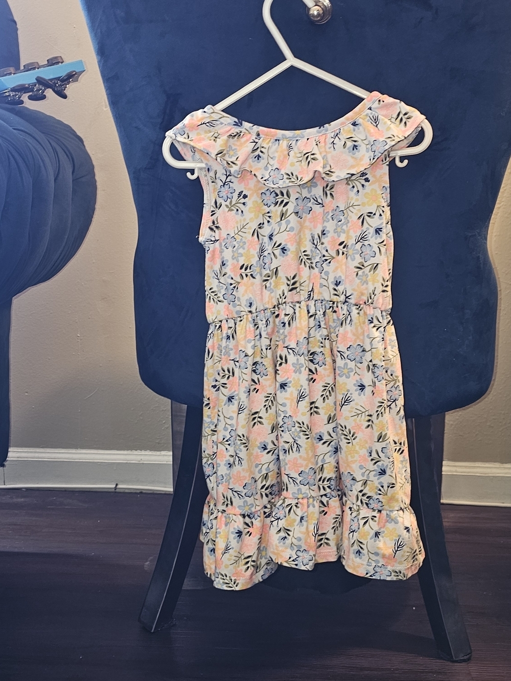 Little Lass Floral Ruffle Dress - Pink, Blue & Yellow